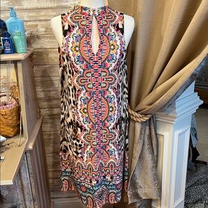 Hale Bob Cheetah Coral Sleeveless Jersey  Dress, NWT, 14